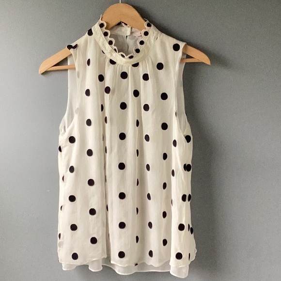 REBECCA TAYLOR Polka Dot Silk Top - Picture 1 of 8